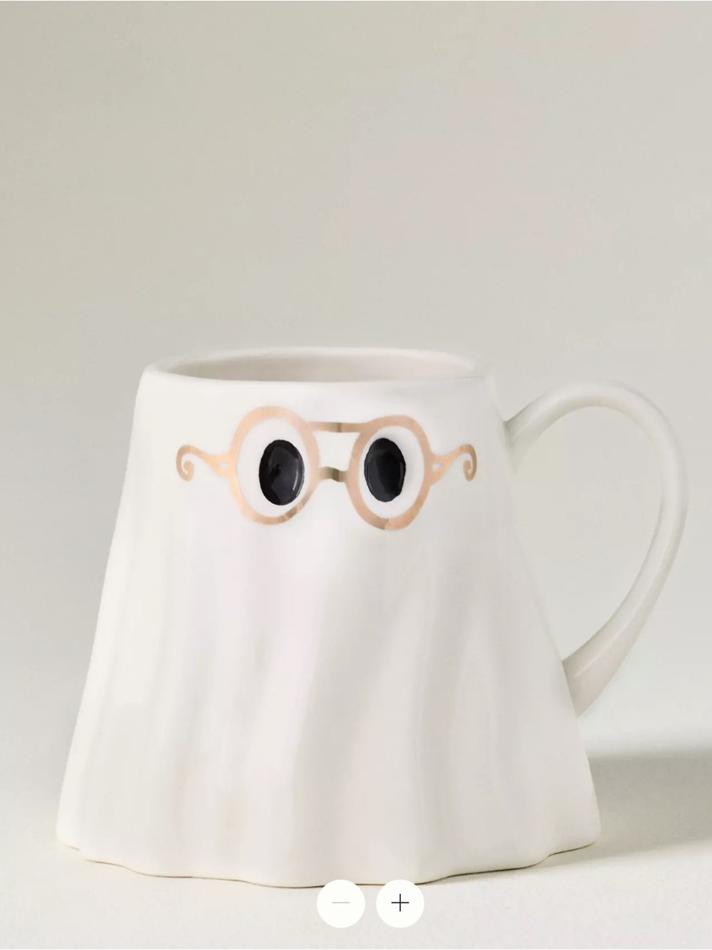 Anthropologie White Ghost Mug with 24K Gold Glasses NIB - Picture 2 of 8